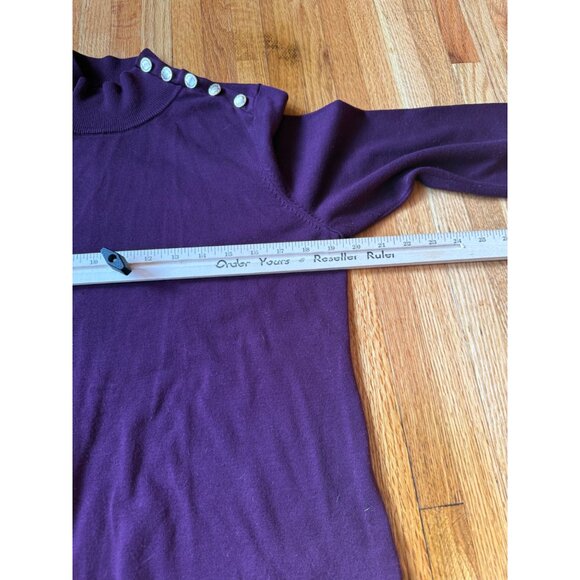 Calvin Klein Purple Long Sleeve Sweater With Ribbed Mock Neck Button Detail - Picture 7 of 10